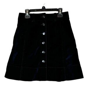 Kate Spade Broome Street Skirt Women 00 Black Velvet Button Front A Line‎ Mini